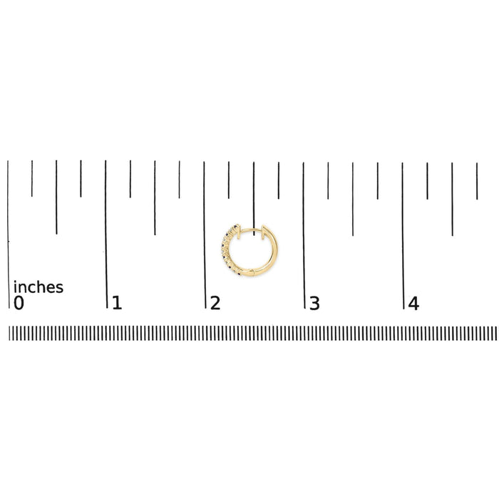 10K Yellow Alternating Blue Sapphire 1/10 Cttw Diamond Huggy Hoop Earrings  (I-J Color, I1-I2 Clarity)