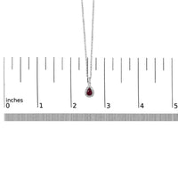 14K White Gold 6x4 Pear Red Ruby and Diamond Halo Pendant Necklace - 18