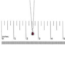 14K White Gold 6x4 Pear Red Ruby and Diamond Halo Pendant Necklace - 18" Inches-4