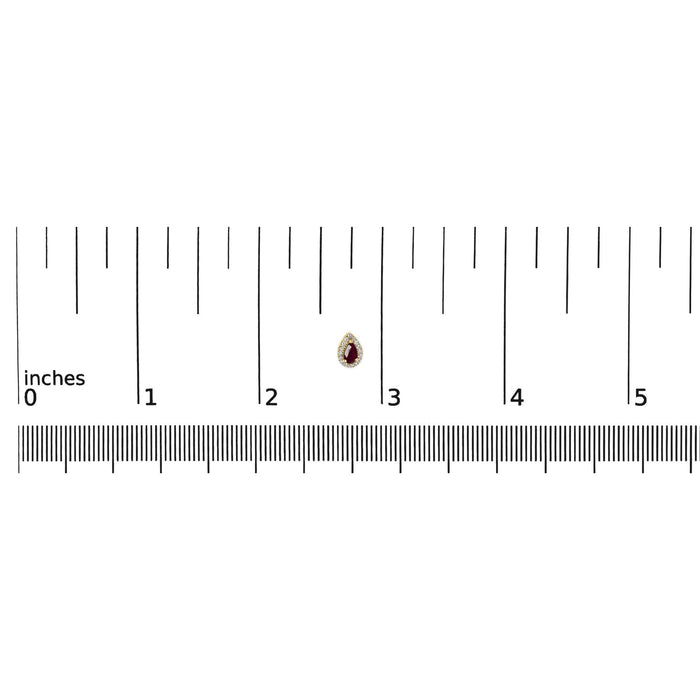 10K Yellow Gold 5X3 MM Pear-Cut Ruby and 1/7 Cttw Diamond Halo Stud Earrings (I-J Color, I1-I2 Clarity)