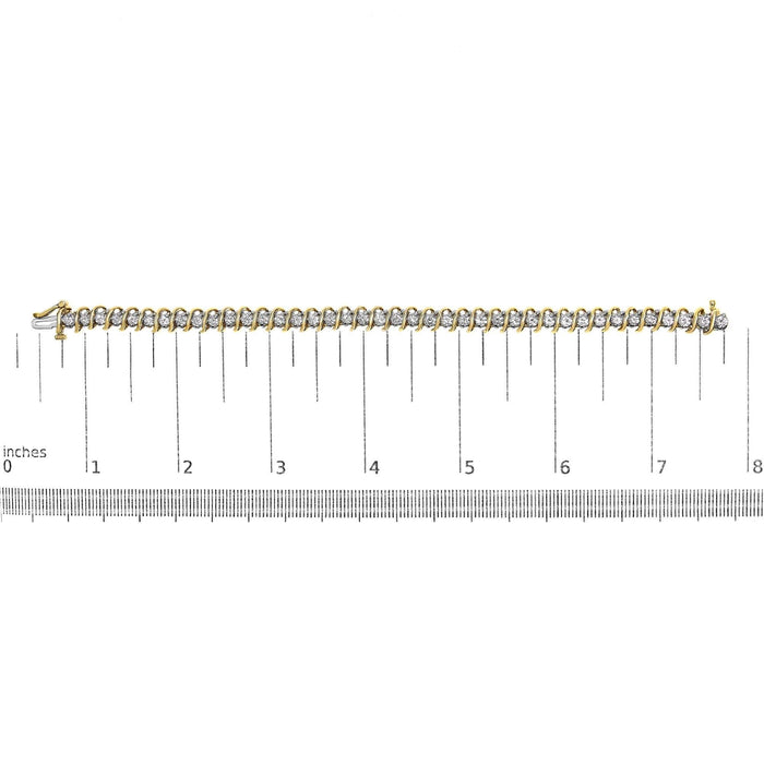 18K Yellow Gold 4.0 Cttw Round-Cut Diamond S-Link 7