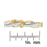 14K Yellow Gold Round and Baguette Cut Winding Love Diamond Bracelet (3.00 cttw, H-I Color, SI1-SI2 Clarity)