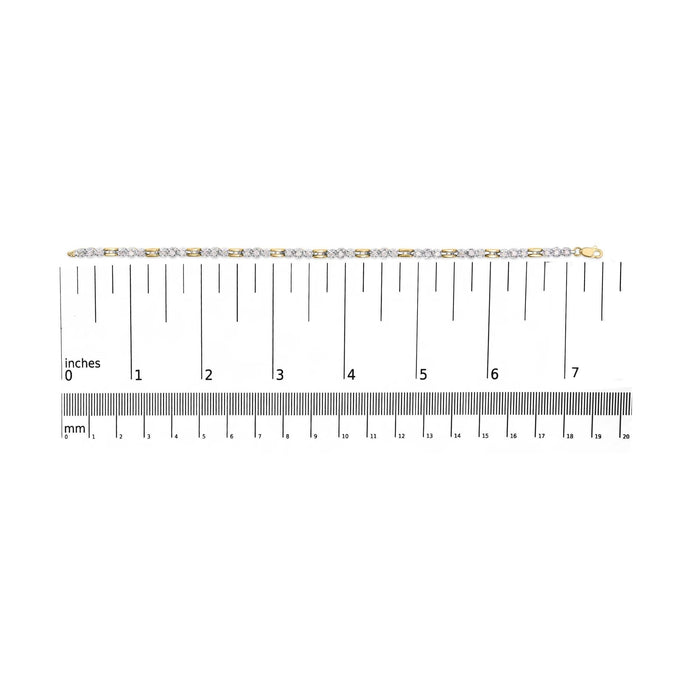 10k Yellow Gold 1.00 Cttw Diamond 3 Stone Link Bracelet (I-J Color, I1-I2 Clarity) -7.25