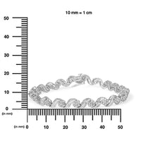 10K White Gold 2.00 Cttw Round-Cut and Baguette-Cut Diamond Floral Design Swirl Link 7