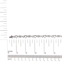925 Sterling Silver 1/5 Cttw Diamond Double Heart Link Bracelet (I-J Color, I3 Clarity) - 7.25