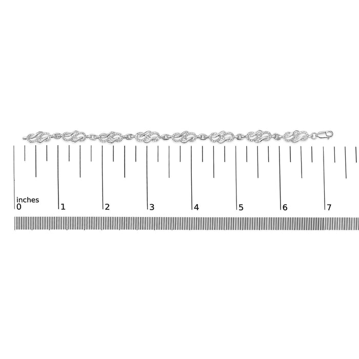 .925 Sterling Silver 1.0 Cttw Diamond Infinity Loop and Swirl Link Bracelet (I-J Color, I2-I3 Clarity) - 7.25