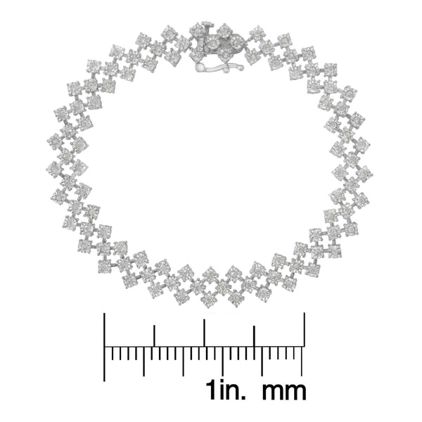 .925 Sterling Silver 1.0 cttw Miracle-Set Round Diamond 