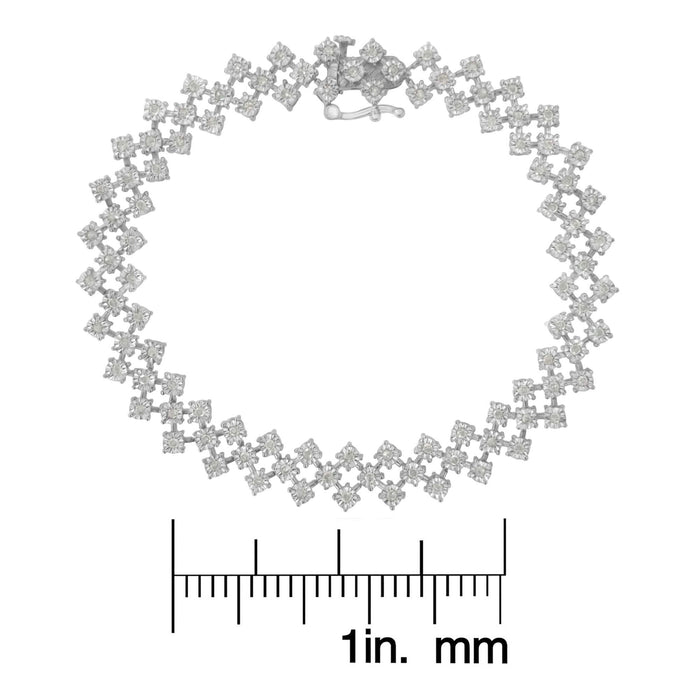 .925 Sterling Silver 1.0 cttw Miracle-Set Round Diamond 
