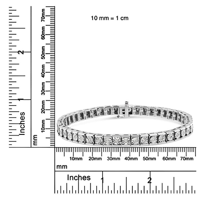 .925 Sterling Silver Miracle Set Diamond Accent Classic Tennis Bracelet (I-J Color, I2-I3 Clarity) - 7.25