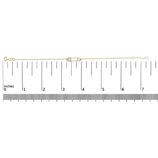 10K Yellow Gold 1/10 Cttw Diamond Paperclip Charm Adjustable Link Bracelet  (J-J Color, I1-I2 Clarity) - 7.25 Inch
