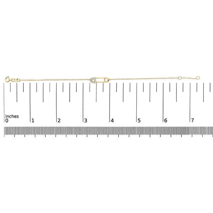 10K Yellow Gold 1/10 Cttw Diamond Paperclip Charm Adjustable Link Bracelet  (J-J Color, I1-I2 Clarity) - 7.25 Inch