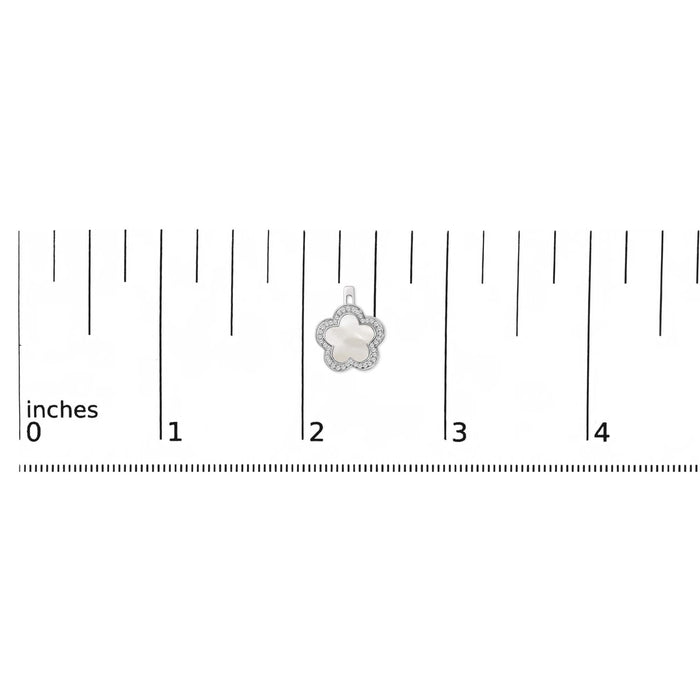 14K White Gold Mother of Pearl and 1/5 Cttw Diamond Halo Star Stud Earrings
