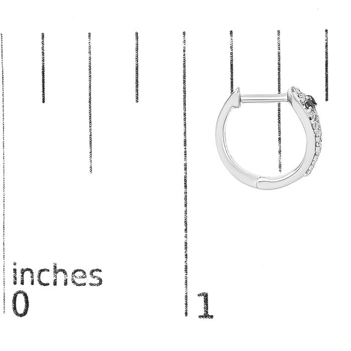 10K White Gold 1/5 Cttw Diamond Snake Eyes Huggy Hoop Earrings
