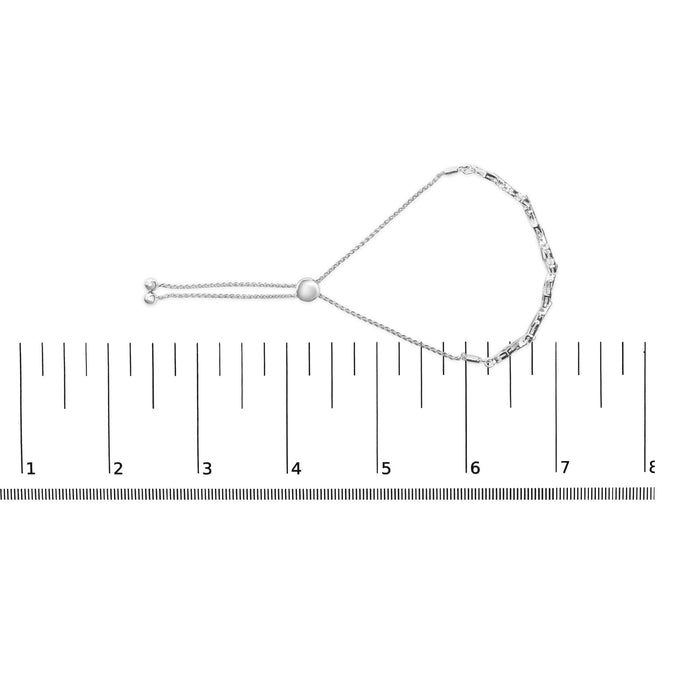 .925 Sterling Silver 1/2 Cttw Diamond Alternating Heart Link Adjustable Bolo Bracelet (I-J Color, I3 Clarity) - 4