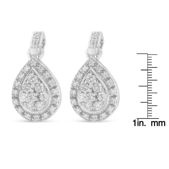 10k White Gold Round Cut Diamond Earrings (0.75 cttw, H-I Color, I1-I2 Clarity)