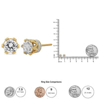 14K Yellow Gold 2.0 Cttw Round Diamond Crown Stud Earrings (I-J Color, I1-I2 Clarity)