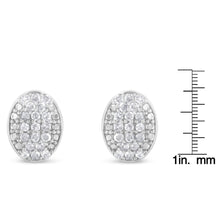 Sterling Silver Round Diamond Oval Cluster Earrings (1/2 cttw, I-J Color, I2-I3 Clarity)-4
