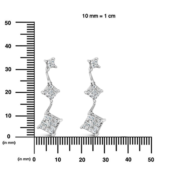 14K White Gold 1 cttw Princess Cut Diamond Earrings (G-H, VS1-VS2)