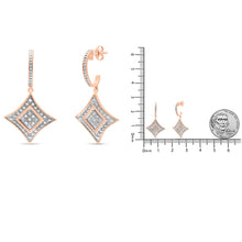 14K Rose Gold Plated .925 Sterling Silver Round-Cut Diamond Accent Dangle Rhombus Earrings (H-I Color, I2-I3 Clarity)-4