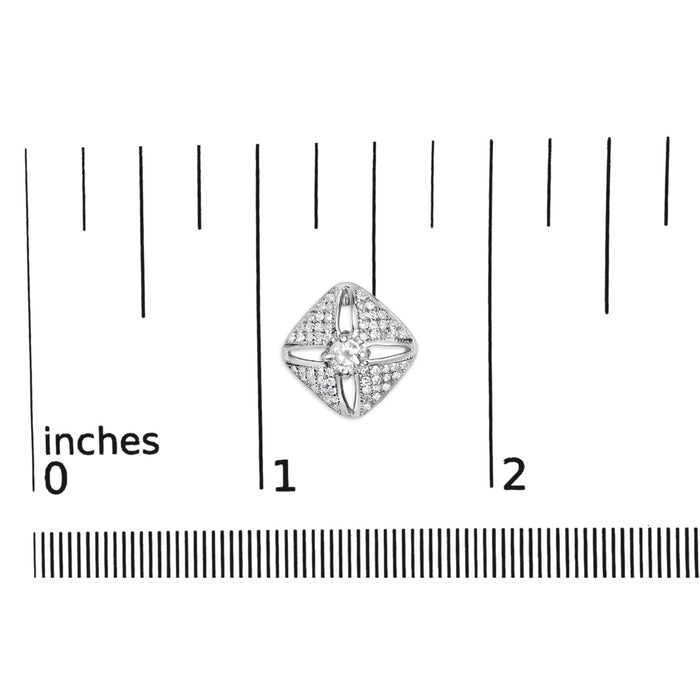 .925 Sterling Silver 1.0 Cttw Diamond Studded Rhombus Stud Earring (H-I Color, I2-I3 Clarity)
