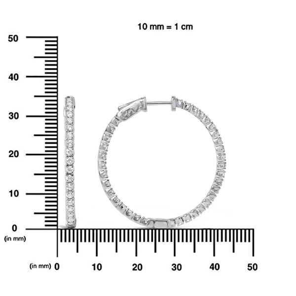 14K White Gold 1 3/4 Cttw Lab Grown Diamond Inside Out Hoop Earrings (G-H Color, VS2-SI1 Clarity)