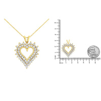14K Yellow Gold Plated .925 Sterling Silver Brilliant-Cut Diamond Open Heart 18