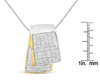14K White and Yellow Gold 2.0 Cttw Princess Cut Diamond Two Tone Foldover Box Pendant 18” Box Chain Necklace (H-I Color, SI1-SI2 Clarity)