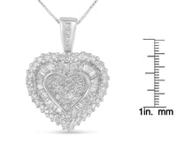 10K White Gold 1 cttw Multi Cut 1 cttw Diamond Heart Pendant Necklace (H-I, I1-I2)
