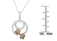 .925 Sterling Silver 1 cttw Round Cut Diamond Floral Garden Pendant Necklace (H-I, I1-I2)-3