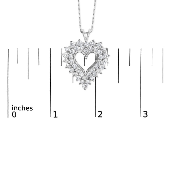 925 Sterling Silver 4.0 Cttw Diamond Two Row Open Heart 18