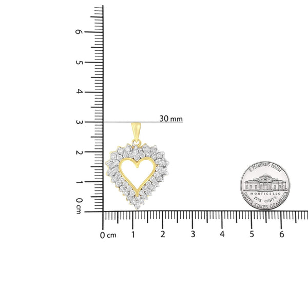 14K Yellow Gold Plated .925 Sterling Silver 4.0 Cttw Diamond Shadow Frame Heart 18