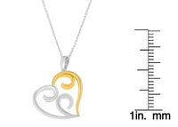 10K Yellow Gold Over .925 Sterling Silver Open Heart with Swirls 18