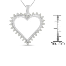 .925 Sterling Silver 1/4 cttw 3-Prong Diamond Open Heart 18" Pendant Necklace (I-J Color, I3 Clarity)-4