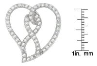 14K White Gold 1.0 Cttw White Diamond Awareness Ribbon & Open Heart 18