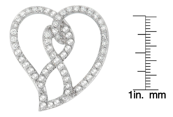14K White Gold 1.0 Cttw White Diamond Awareness Ribbon & Open Heart 18