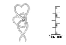 .925 Sterling Silver Double-Heart & Awareness Ribbon Linked Pendant Necklace-3