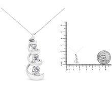 .925 Sterling Silver 1/4 cttw Diamond Swirl Shape Pendant Necklace (I-J, I2-I3)-4