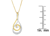 Espira 10K Two-Tone Gold Round Cut Diamond Sparkling Spiral Pendant Necklace (1/6 cttw, J-K Color, I2-I3 Clarity)