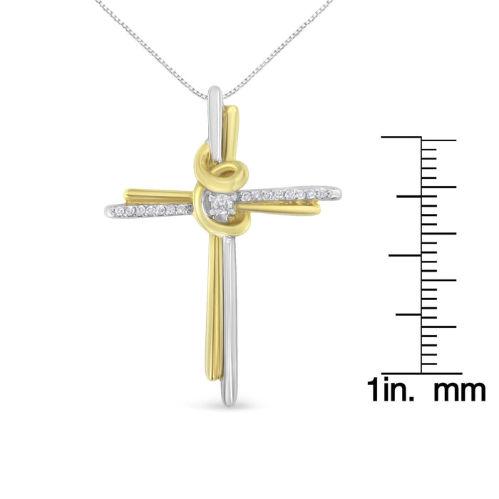 Espira 10K Two-Tone Yellow & White Gold Diamond-Accented Cross 18