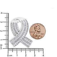 14K White Gold 2 5/8 Cttw Channel Set Round and Baguette Diamond Awareness Ribbon Pendant (H-I Color, I1-I2 Clarity) - Chain Not Included