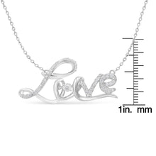 .925 Sterling Silver 1/4 Cttw Diamond Cursive "Love" 18" Pendant Necklace (H-I Color, I1-I2 Clarity)-4