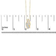 14k Yellow Gold 1 1/3 Cttw Princess and Baguette-cut Diamond Double Curved Pendant Necklace (H-I Color ,VS1-VS2 Clarity) - NO CHAIN INCLUDED-4