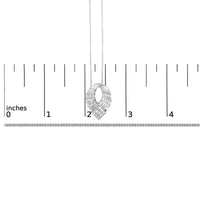 14k White Gold 1 5/8 Cttw Invisible Set Princess and Channel Set Baguette Diamond Curved Oval Shape Pendant Necklace (G-H Color, VS2-SI1 Clarity)