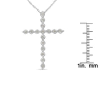 .925 Sterling Silver 1/6 Cttw Brilliant-Cut Diamond Miracle-Set Shared Prong Cross 18