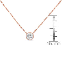 10K Rose Gold 1/5 Carat Round Brilliant-Cut Diamond Modern Bezel-Set Solitaire 16"-18" Pendant Necklace (H-I Color, SI2-I1 Clarity)-4