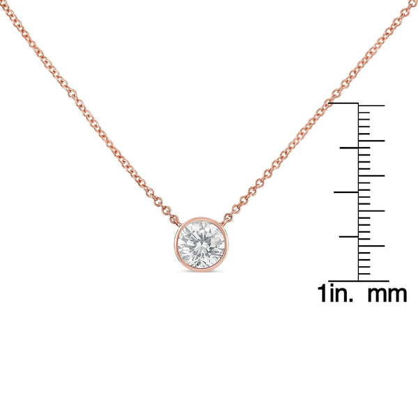 10K Rose Gold 1/2 Carat Round Brilliant-Cut Diamond Modern Bezel-Set Solitaire 16
