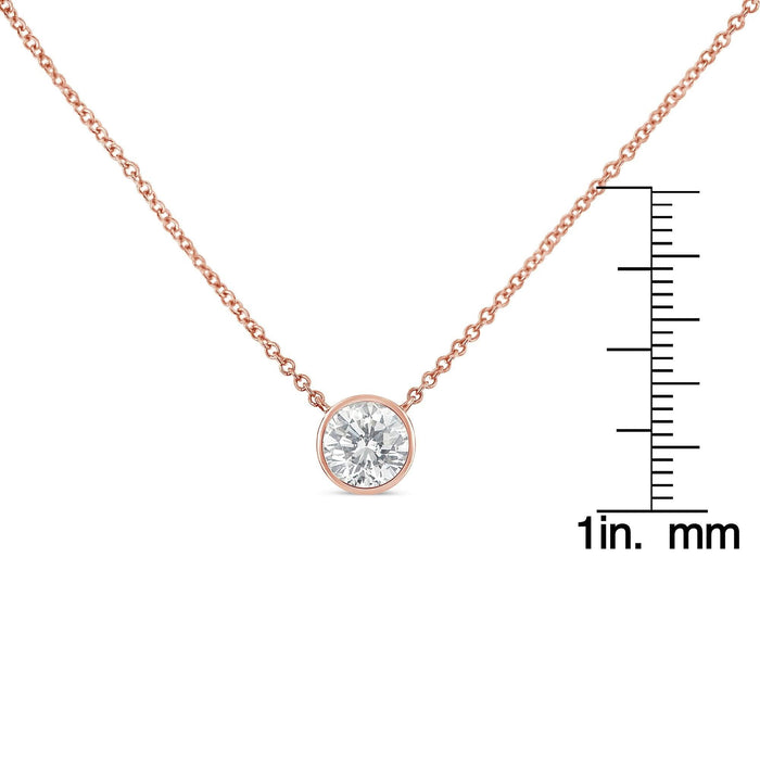 10K Rose Gold 1/2 Carat Round Brilliant-Cut Diamond Modern Bezel-Set Solitaire 16