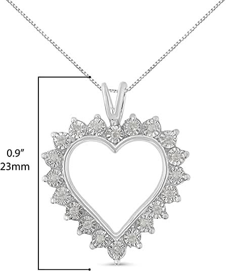 .925 Sterling Silver 1/4 Cttw Miracle Set Diamond Open Heart 18