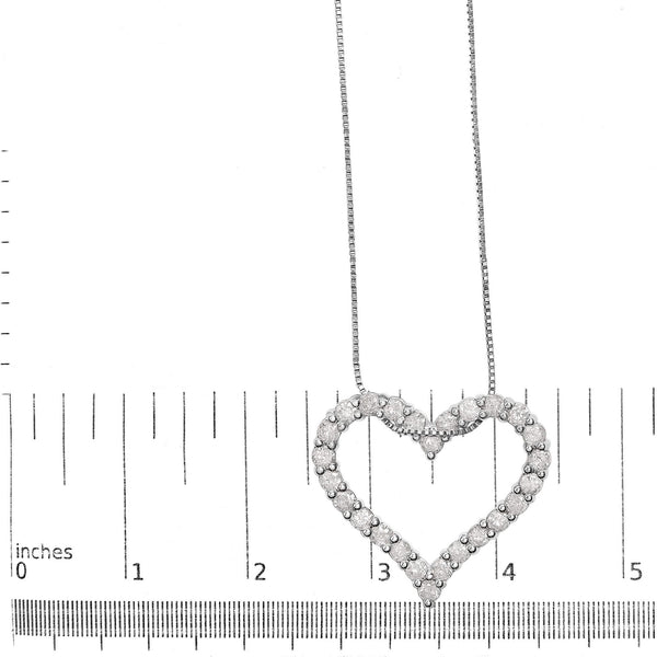 .925 Sterling Silver 2.0 Cttw Diamond Open Heart 18