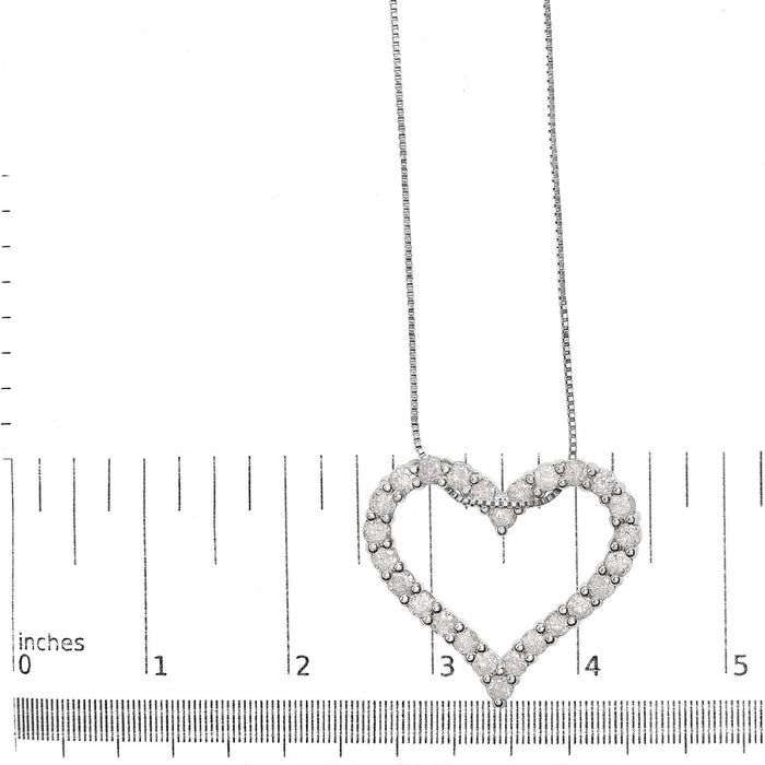.925 Sterling Silver 2.0 Cttw Diamond Open Heart 18